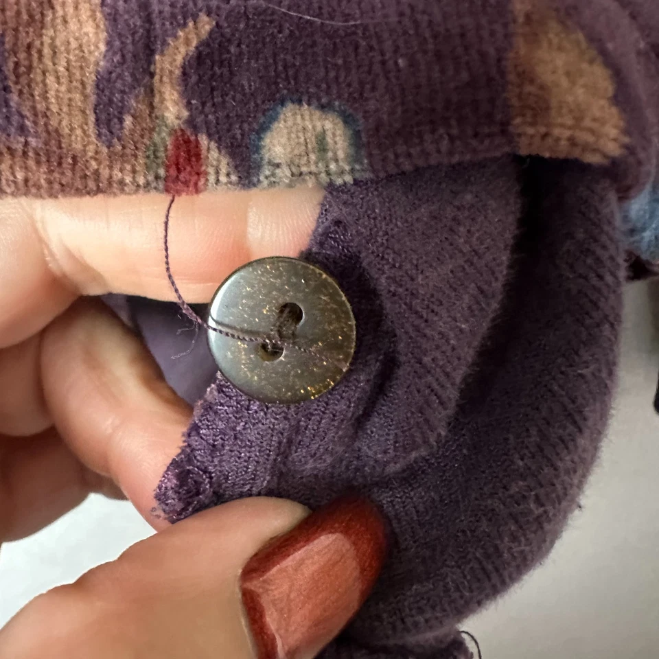 Top Blouse button up velvet burgundy dark fairy floral goblincore FLAW - Image 3 of 4