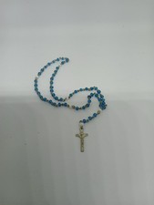Very Tiny Vintage Rosery Silver Tone Blue Beads