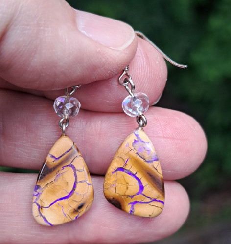 Nice 16.8ct Queensland Boulder Opal Earrings 925 Sterling Silver Czech Crystal