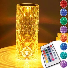 16 Color LED Crystal Table Lamp Diamond Rose Touch Night Light with USB  REMOTE