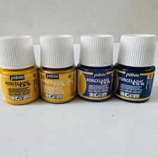 Pebeo PORCELAINE 150 Permanent Porcelain Ceramic Paint Blue Yellow Gold Purple