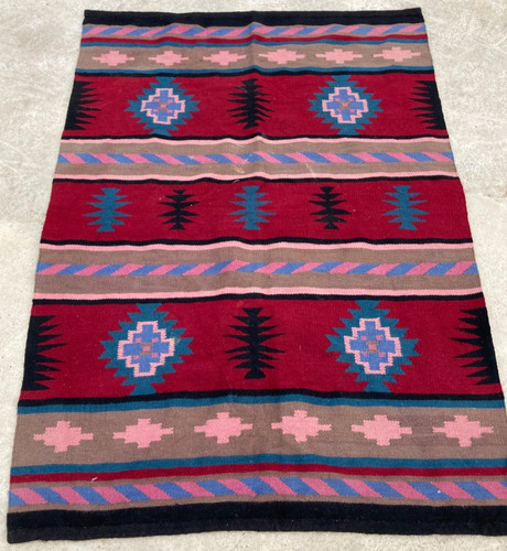Vintage Traditional Handmade Beautiful Turkish Kilim Floor Rug Carpet 195x133 cm