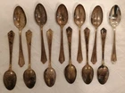 Antique 12 Gorham Plymouth Pattern Sterling Silver Flatware Teaspoons (PAT 1911)