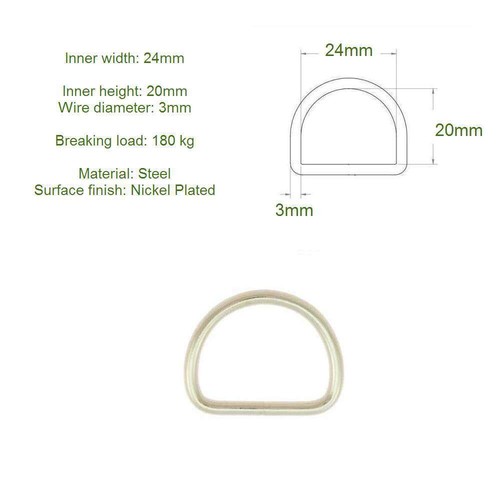 Welded D RINGS 10, 12, 14, 16, 18, 20, 22, 24, 26, 28, 30, 35, 40, 50mm - Silver - Picture 9 of 16
