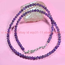 A Amethyst Smooth Round February Birthstone Beaded Choker Women Necklaces 18''
