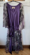 Recollections Vintage Style 20’s Era Bell Sleeve Flapper Dress Purple Small