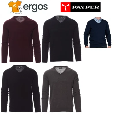 Payper BUSINESS Maglione con Scollo a V in Cotone Lana Manica Lunga Invernale