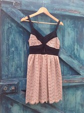 Womens Dress Pink Black Lace Keyhole Cut Outs Party Cocktail Excellent Condition