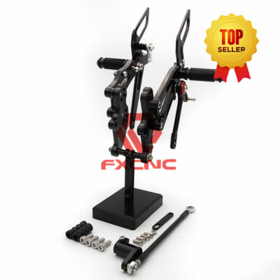 CNC Adjustable Rearsets Footrests Pedals Pegs Rests Fit RS4 4T 125 2011-2016 BLK
