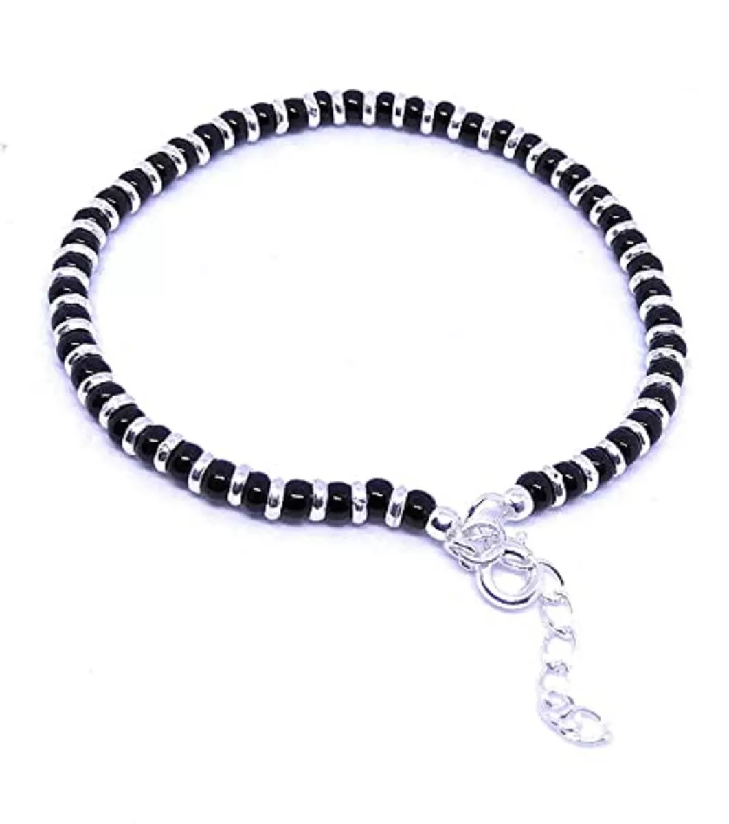 Buy Paavni 92.5 Sterling Silver Nazariya Bracelet with Silver Evil Eye For  Girls/Women with Black Crystals, Adjustable in Size at Amazon.in