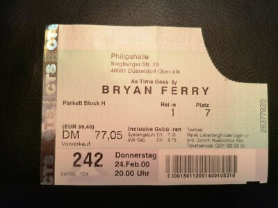 Brayn Ferry - Ticket -  As Time Goes By Tour - 24.02.2000 Düsseldorf