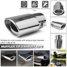 Car Rear Exhaust Pipe Tail Muffler Tip Round Chrome Stainless Steel Accessories