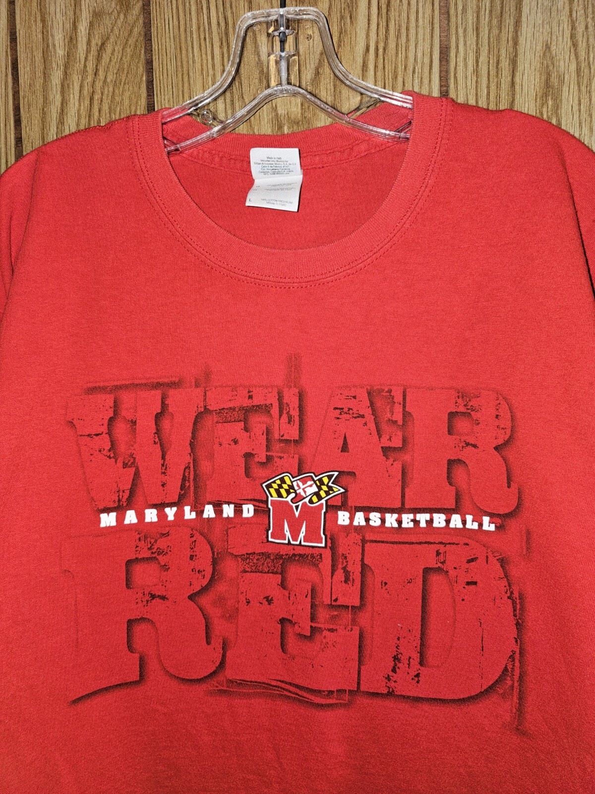University Of Maryland Older Style Promo Large Mens Red Graphic Logo Tshirt NCAA