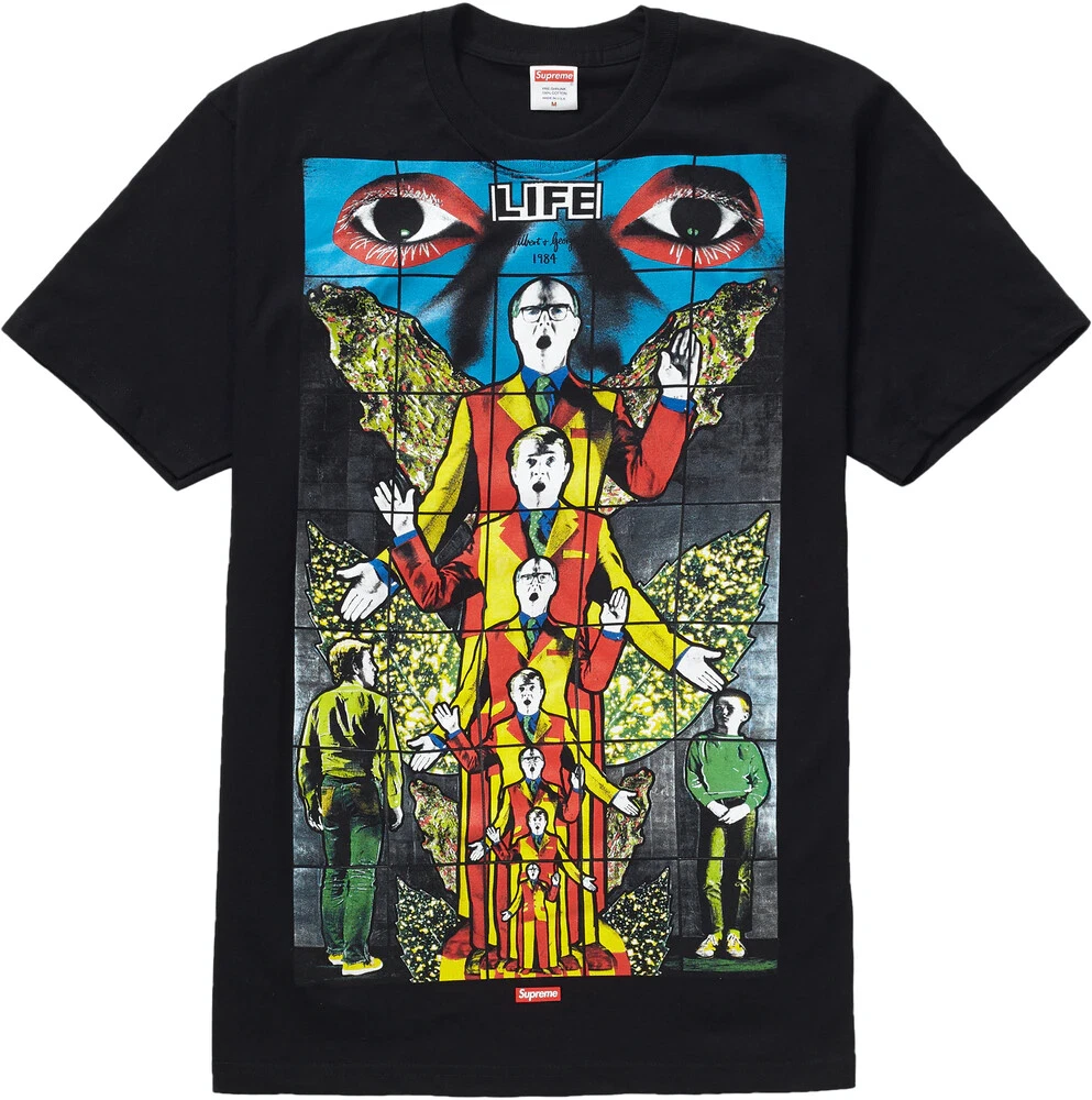 Tee shirt noir Supreme Gilbert & George LIFE SS19 taille L NEUF RARE