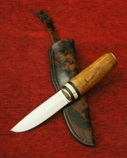 CUSTOM HANDMADE USA MIKE BRICKMAN KNIVES PUUKKO KNIFE W/ OLIVE WOOD ELK & G10