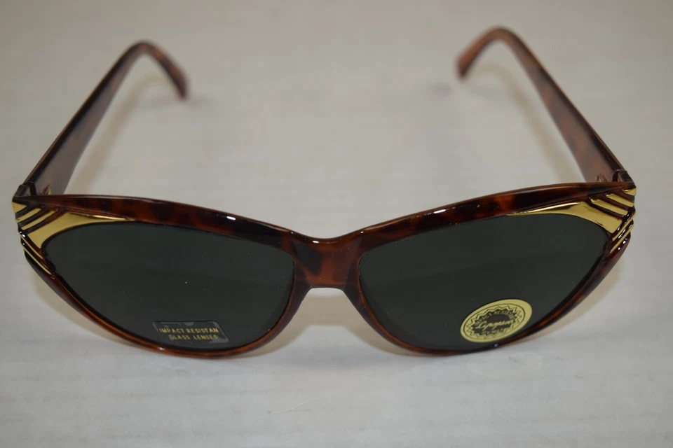 Vintage Sunglasses Lipopsun 80s Oversize Mod Embellished Tortoise Cat Eye Frames - Image 4 of 4