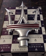 2002-17 Maserati Trident Grille Emblem With Red Lines 68337300 2002-17 Maserati Trident Grille Emblem With Red Lines 68337300