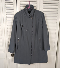 Vtg Ellos Dark Gray Coat Jacket Women's Sz 22w 3x Grey Winter Warm Long Plus Zip