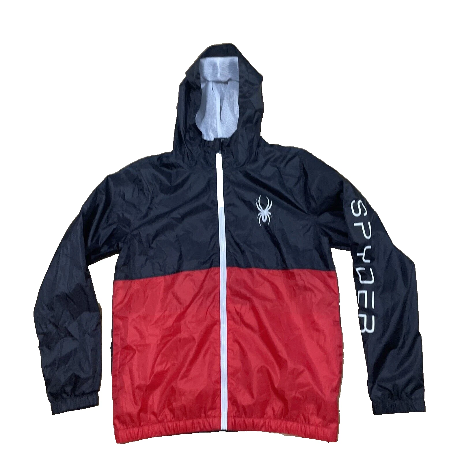 SPYDER Windbreaker Jacket Men M Red Black ColorBlock Outdoor Shell Ski Run 44"