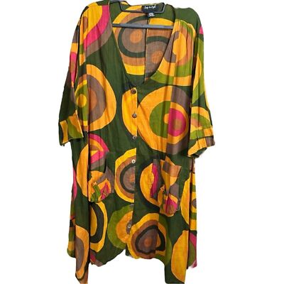 Step in Style One Size Colorful Button-Up Tunic 100% Cotton Boho Tribal
