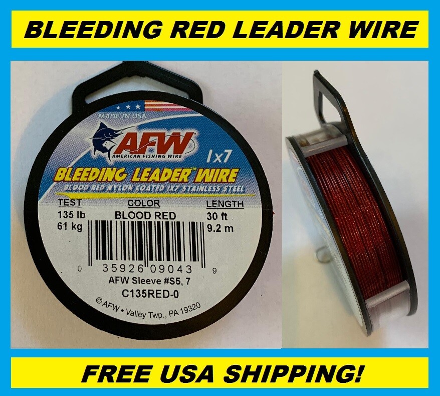 Bleeding Line Wire Rope AFW American Fishing Wire Bleeding Leader Wire 1x7 Stainless Steel ...