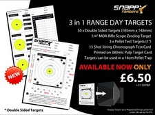 50 x 3 in 1 Range Day Shooting Targets - Air Rifle / Air Gun - Snappy Targets