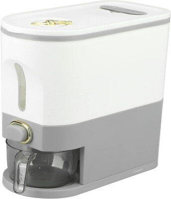 Rice Dispenser, Transparent Press Type Large Grain Container Storage with Lid an