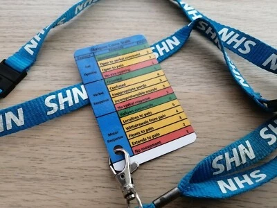 NHS Paramedic Ambulance Hospital Glasgow Coma Scale Emergency Reference Card