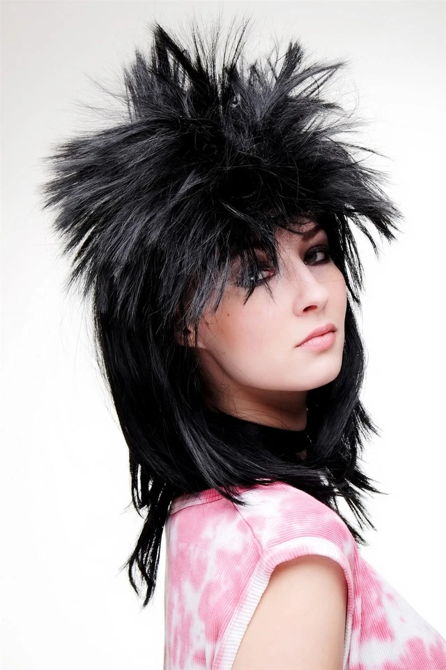 Peluca Heavy Metal Hardrock Punk Años 80 Fiesta Gótica Sisters Mercy - Imagen 3 de 4