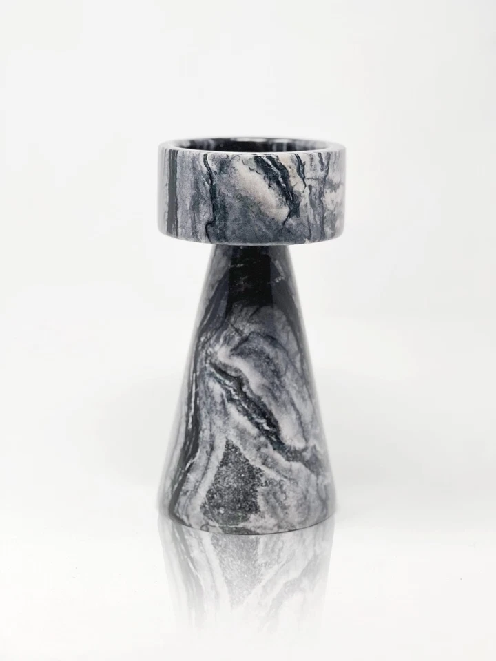 Castiçal elegante sofisticado de mármore preto – Peça elegante de decoração para casa - P - Imagem 2 de 4