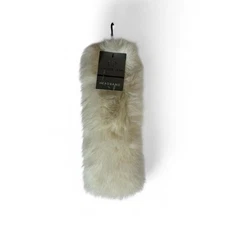 New Women's Couture Gems White Faux Fur Ear Warmer Headband Elastic Back Stylish