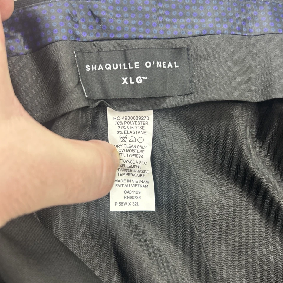 Shaquille O'Neal XLG Pants 58x32 Big & Tall Black Stretch Suit Separate Trousers - Image 4 of 4