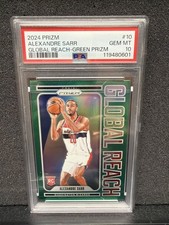 2024 Prizm Alexandre Sarr RC Green Prizm Global Reach #10 Wizards Rookie PSA 10