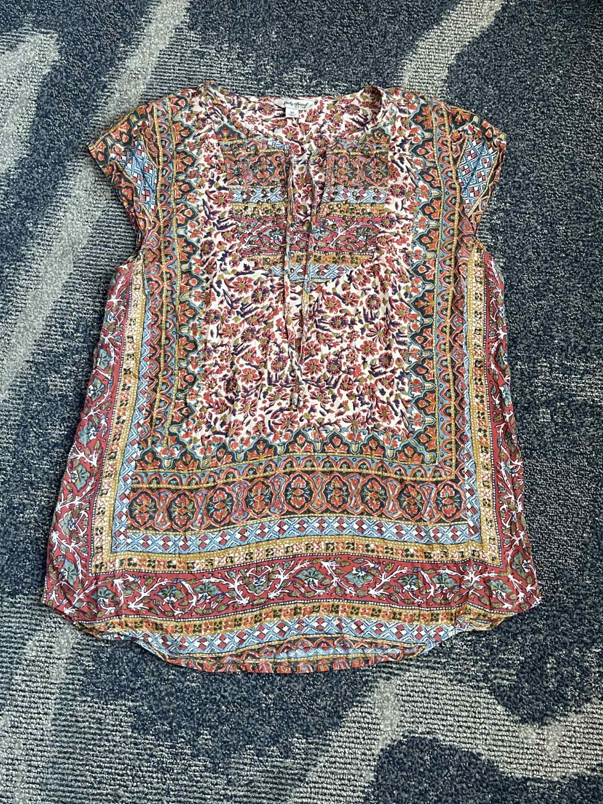 Lucky Brand Multi Colored Patterned Blouse Size M… - image 4