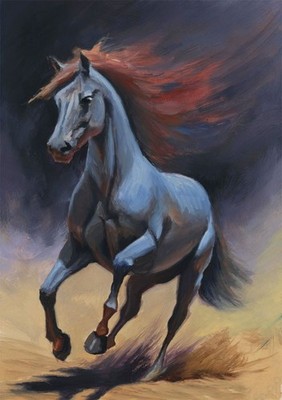 MQ808  Stretched Canvas Frame / Unframed Handmade Running Horse Oil Painting