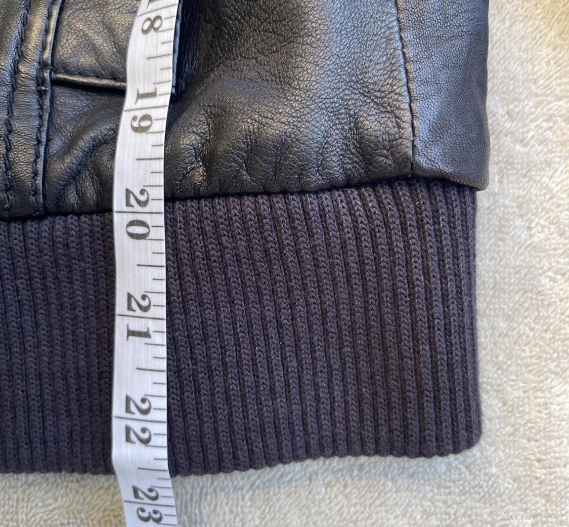 Pimkie Black 100percent Sheep Leather Bomber Jacket  Moto Classic Boho Retro - Sz S image 6