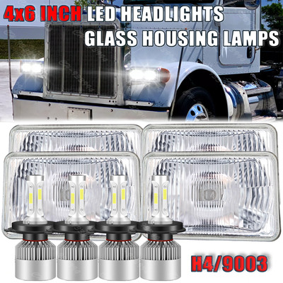 4pcs 4x6''inch Led Headlights Hi-Lo Sealed Beam For Peterbilt Kenworth T800 W900