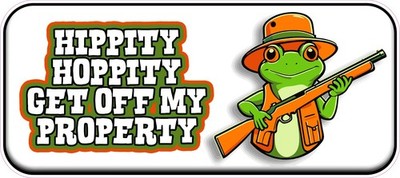 Frog Gun Trespassing Get Off My Property Land Vinyl Bumper Sticker Window Decal