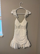 Selfie Leslie Presley Embroidered Frill Mini Dress White Lace XS NWT