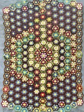 Vintage Granny Square Afghan Blanket Throw Hand Made Crochet 46  x67  Nice 