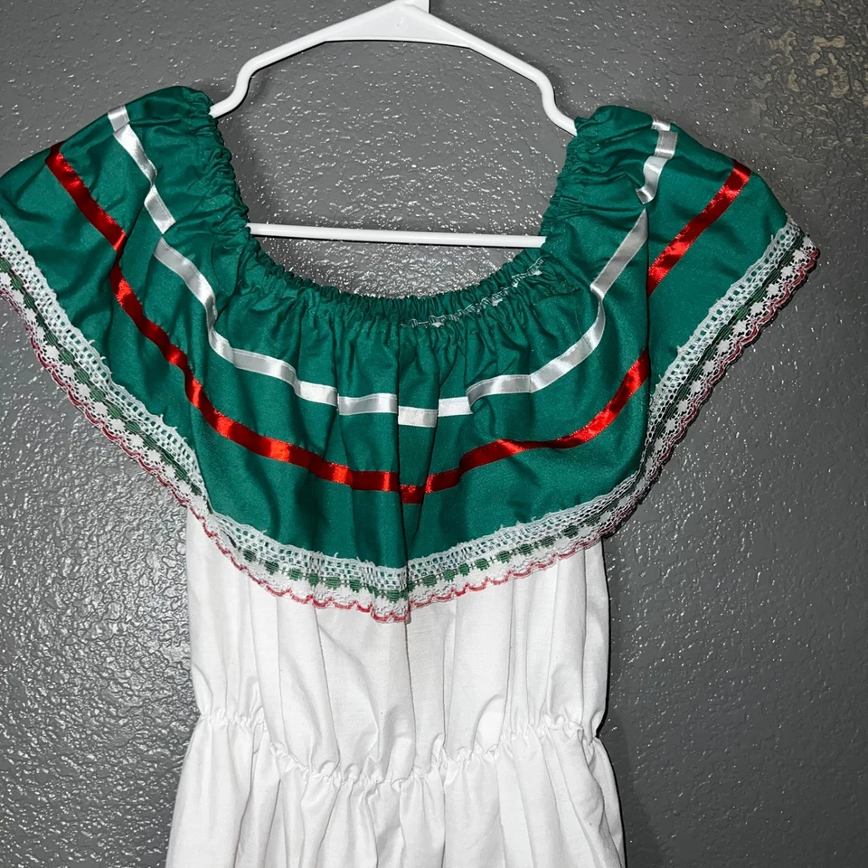 Vestido folclórico mexicano feminino tamanho 8 fantasia festa tradicional México - Imagem 3 de 4