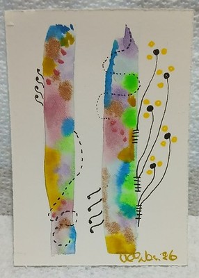 OOAK Biomorphic Organic Abstract ACEO Minimal Watercolor & Ink Study by Virginia