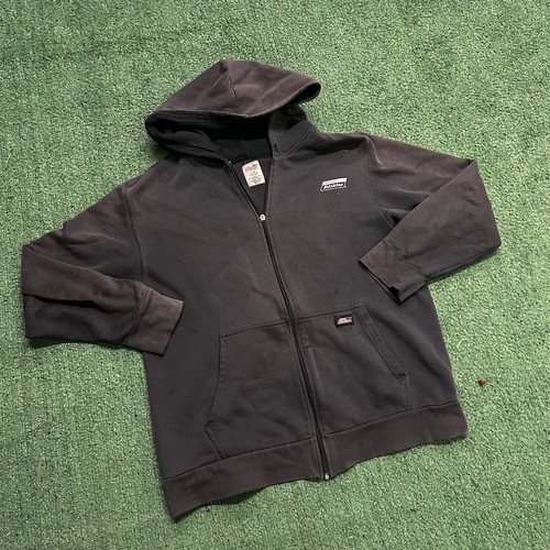 Dickies Mens Black Solid Full Zip Hooded Fleece Hoodie Logo L