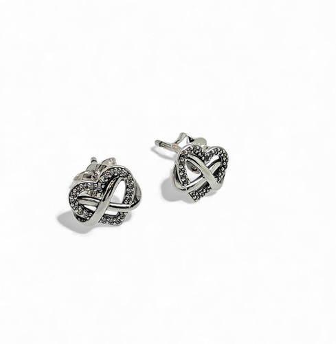 NEW PANDORA Sparkling Infinity Heart Stud + Necklace Jewelry Gift Set B802095