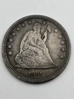1861 P Seated Liberty Quarter Dollar 25c Cents Silver Type Coin Original Fine+
