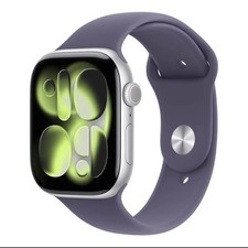 Apple Watch Series 11 46mm Cellular Silver Case w Purple Fog Band M/L MFCR4LW/A
