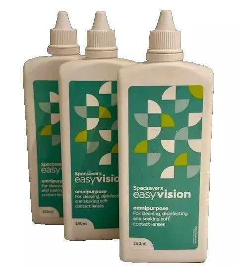 3 x 250ml SPECSAVERS Contact Lens Solution EasyVision CLEAN DISINFECT SOAK