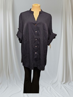 Vintage  KORET BLOUSE SIZE 1X NWT DARK NAVY BLUE  Retail $48.00