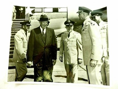 President Eisenhower Coming off Air Force One Photo 8x10