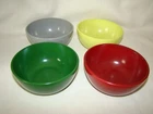 4 Vintage Mid-Century Modern MILK GLASS Chili Bowls, HAZEL ATLAS, Ovide